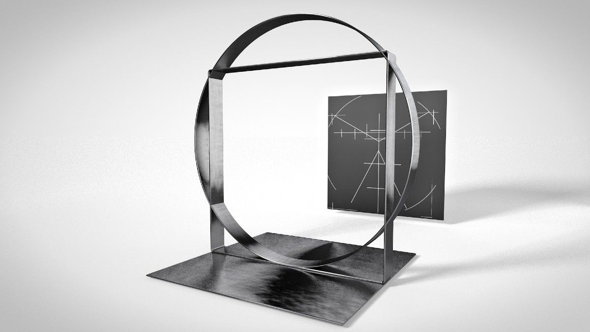 Rendering in 3D dell’installazione Ubiquo. Anatomia del Pensiero. Opera proposta da Lucrezia Zaffarano e Andrea Sartori